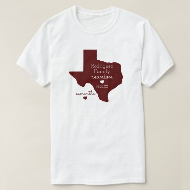 Maroon State of Texas Family Reunion T-Shirt (Design Front)