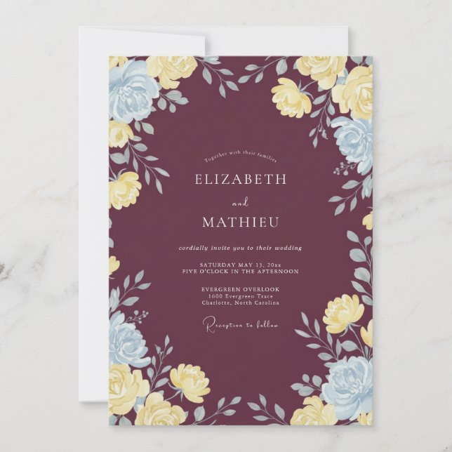 Maroon Striking Autumnal Wedding Invitation (Front)