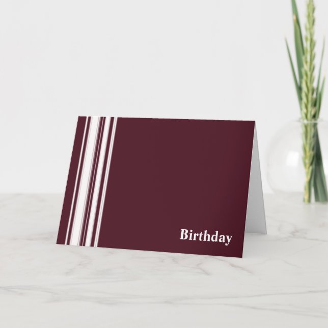 Maroon Stripes Birthday Card (Front)