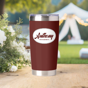 Maroon Stylised Wedding Groomsman Insulated Tumbler