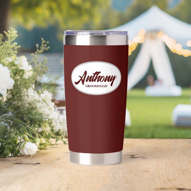 Maroon Stylised Wedding Groomsman Insulated Tumbler (Wedding (Rotated))