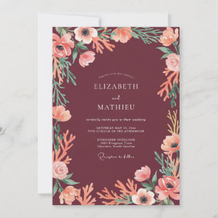 Maroon Sumptuous Autumn Wedding Invitation