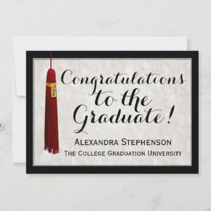 Maroon Tassel Congratulations Graduate Graduation Invitation
