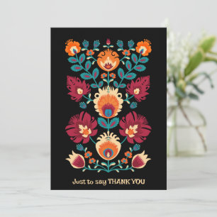 Maroon, teal and pastel yellow Folk Wycinanki  Holiday Card