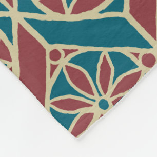 Maroon, Teal Ethnic Pattern, Flowers, Chevrons Fleece Blanket