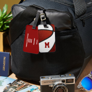 maroon team colours sports gifts basketball luggage tag