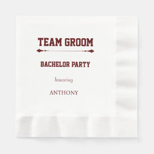 Maroon Team Groom Bachelor Party Napkin