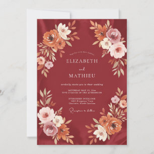 Maroon Terracotta Blossom Wedding Invitation