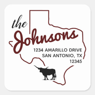Maroon Texas Longhorn Family Address Label