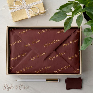 Maroon Tissue Paper with Name Pattern Print