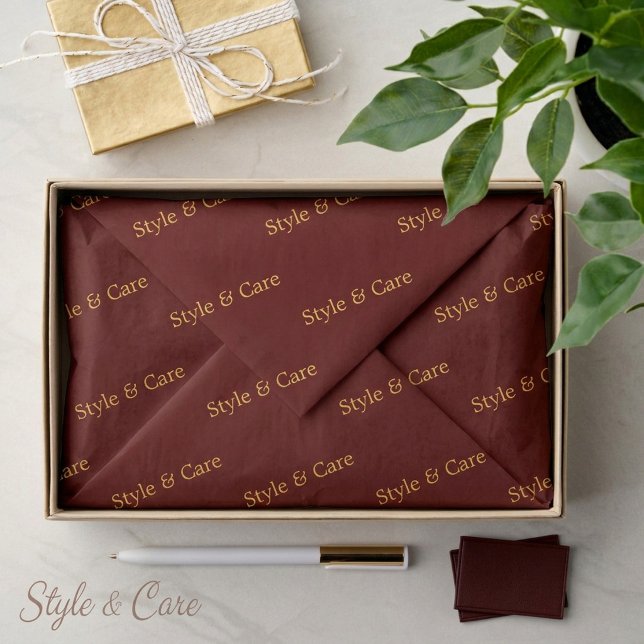 Maroon Tissue Paper with Name Pattern Print (Maroon Tissue Paper with Name Pattern Print)