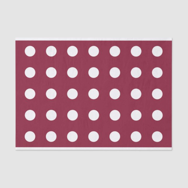 Maroon Tissue Paper with White Polka Dots (Front)