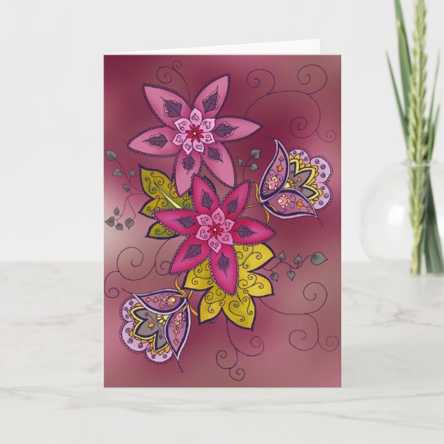 Maroon Tulip Greeting Card (blank) (Front)