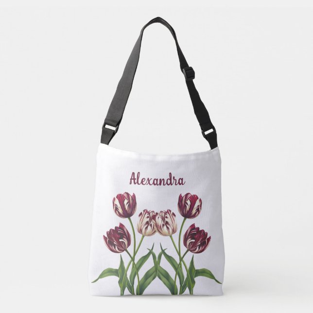 Maroon Tulips Crossbody Bag (Front)