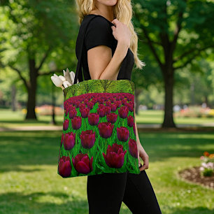 Maroon Tulips Tote Bag