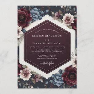 Maroon Twilight Floral Wedding Invitation