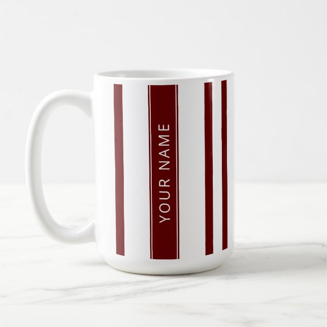 Maroon Vertical Stripes with Your Name Mug (Left)
