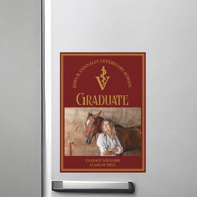 Maroon Veterinary School Photo Graduate Magnet (Creator Uploaded)
