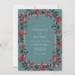 Maroon Vine Slate Wedding Invitation
