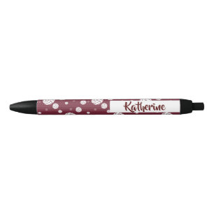 Maroon Volleyball Chevron Patterned Black Ink Pen