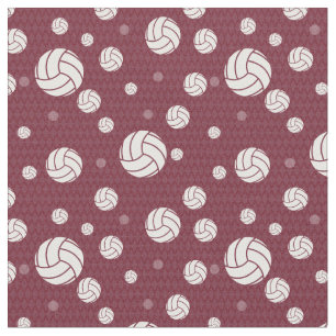 Maroon Volleyball Chevron Patterned Fabric