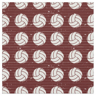 Maroon Volleyball Wood Floor Patterned Fabric