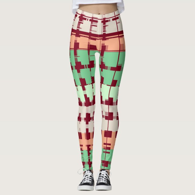 Maroon w/Pastel Colours Leggings (Front)