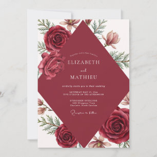 Maroon Warm Rose Wedding Invitation