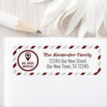 Maroon We Have Moved Striped Moving