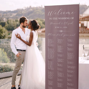 Maroon Wedding Welcome Alphabetical Seating Chart Retractable Banner