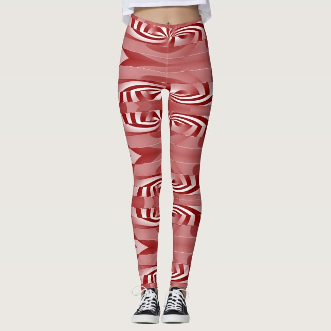 Maroon white abstract pattern"Ratti_Creative_Arts" Leggings (Front)