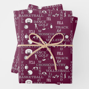Maroon, white and gray gift wrapping paper 
