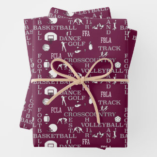 Maroon, white and grey gift wrapping paper 