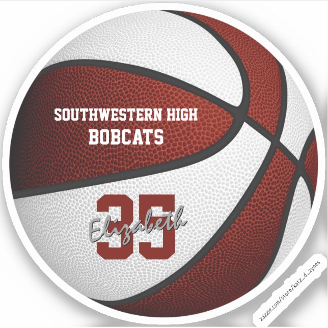 Maroon white basketball kids team colour gift idea (Front)