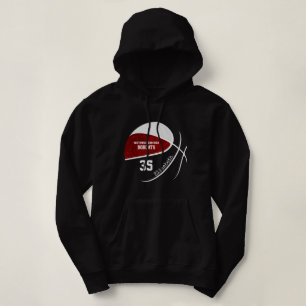 maroon white basketball team colours personalised hoodie