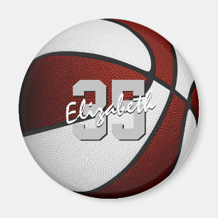 maroon white basketball team colours personalised magnet