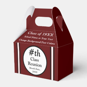 Maroon, White, Black, High School Reunion Favours Favour Box