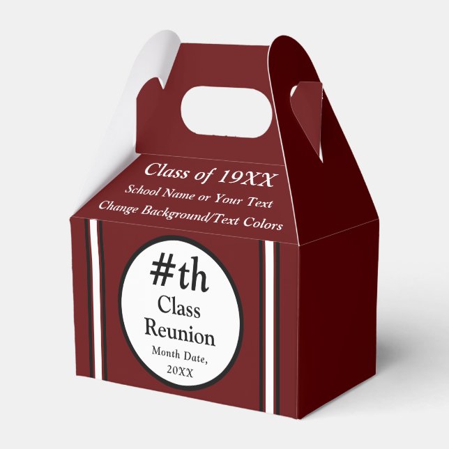 Maroon, White, Black, High School Reunion Favours Favour Box (Front Side)