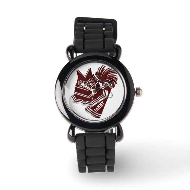 Maroon & White Cheer Gear Custom Watch (Front)