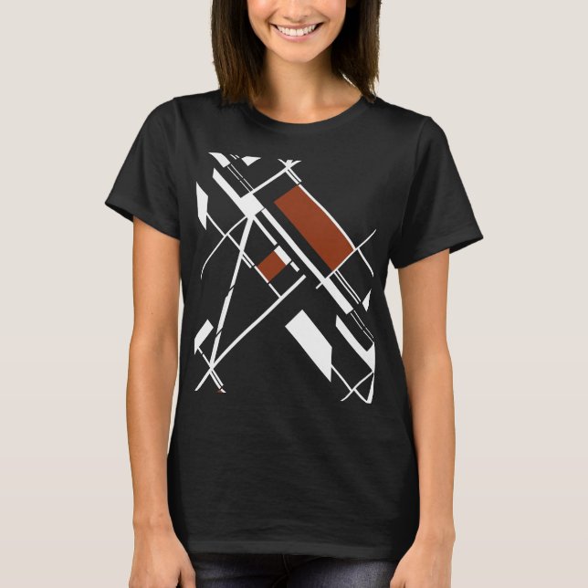 Maroon White Geometric Shapes Slanted MCM Look T-Shirt (Front)