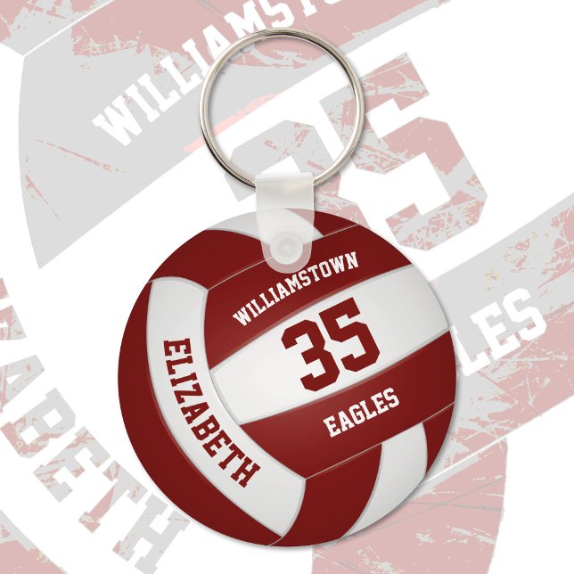 maroon white girls boys team colors volleyball key ring (Creator Uploaded)