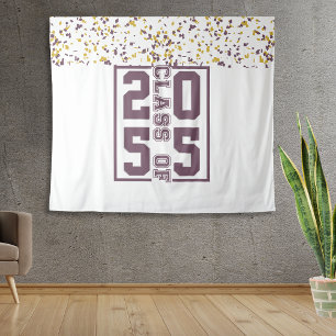 Maroon White Gold Graduation Class of Typography Tapestry