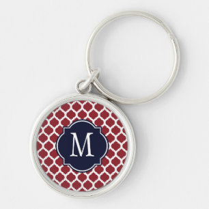 Maroon & White Moroccan Pattern Key Ring