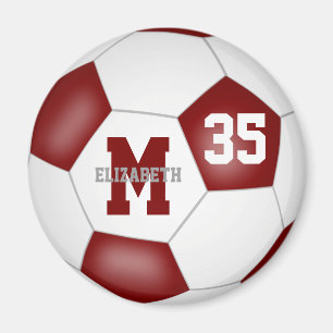 maroon white personalised soccer team party gifts magnet