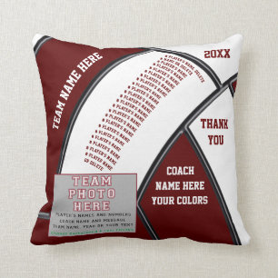 Maroon, White, Personalised Volleyball Coach Gifts Cushion