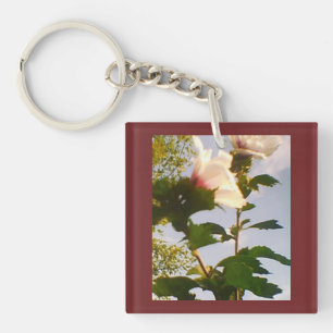 Maroon White Rose Key Ring