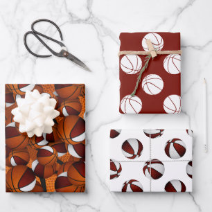 maroon white sports team colours basketball gifts wrapping paper sheet