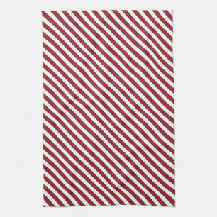 Maroon & White Striped Pattern Tea Towel