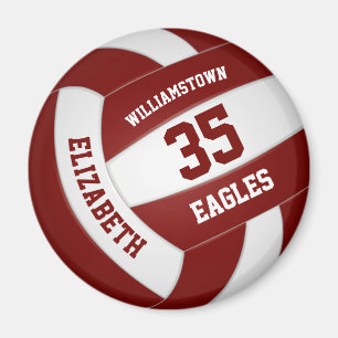 maroon white team colors kids volleyball magnet