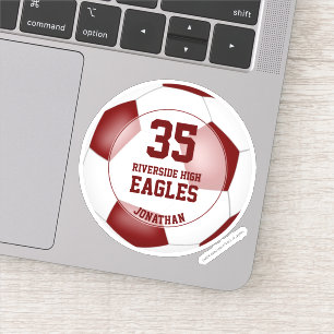 maroon white team colours boys girls soccer sticke